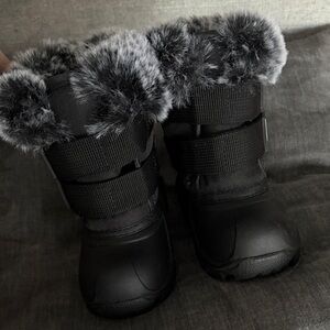 Stylish Black Kids Winter Boots with Faux Fur